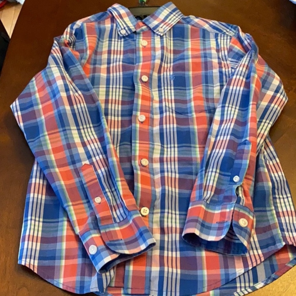 Izod Blue and Red Plaid Casual Shirt